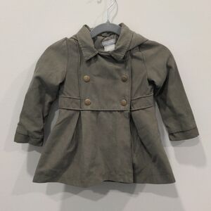 Tahari fashion jacket in army green with animal print hood -  24mo